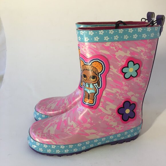 LOL Surprise Character Boots Size 2 Girl's Rubber Snow Rain Shoe Pink NEW NWT - Picture 1 of 13